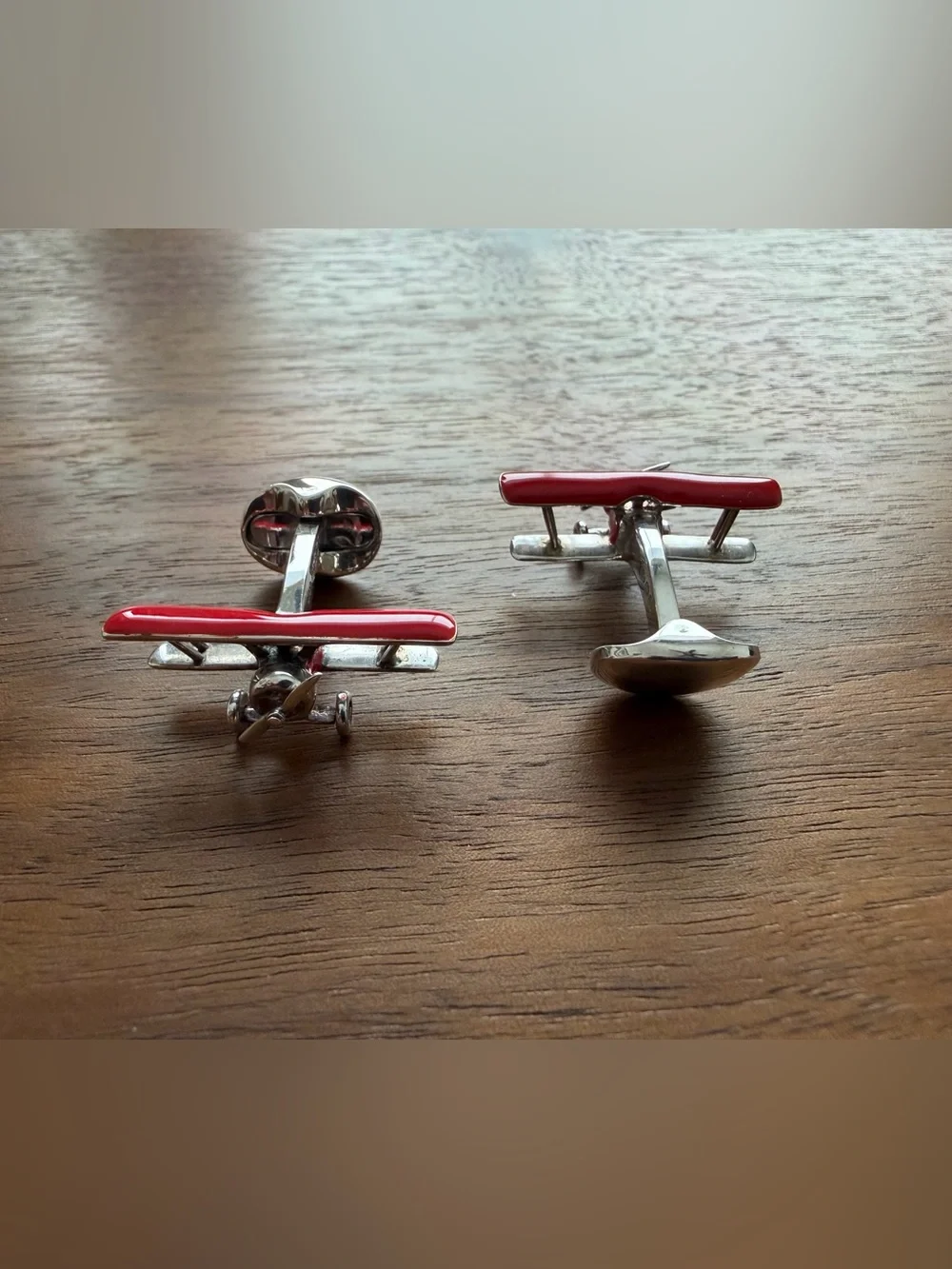 Deakin & Francis Red Biplane Sterling Silver Cufflinks